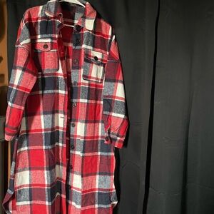 Fashion Nova Red and Blue Utility Jacket